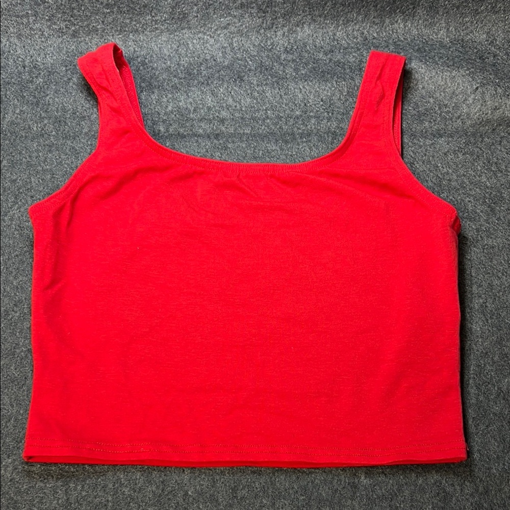 Cotton Lycra Crop Tank Top XL Red NWOT